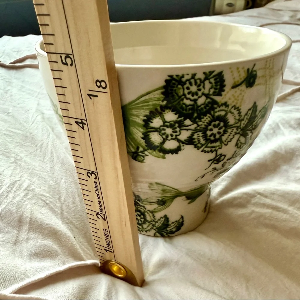Anthropologie Menagerie Green Floral Fish Pedestal Coffee/Tea Mug - Picture 6 of 14